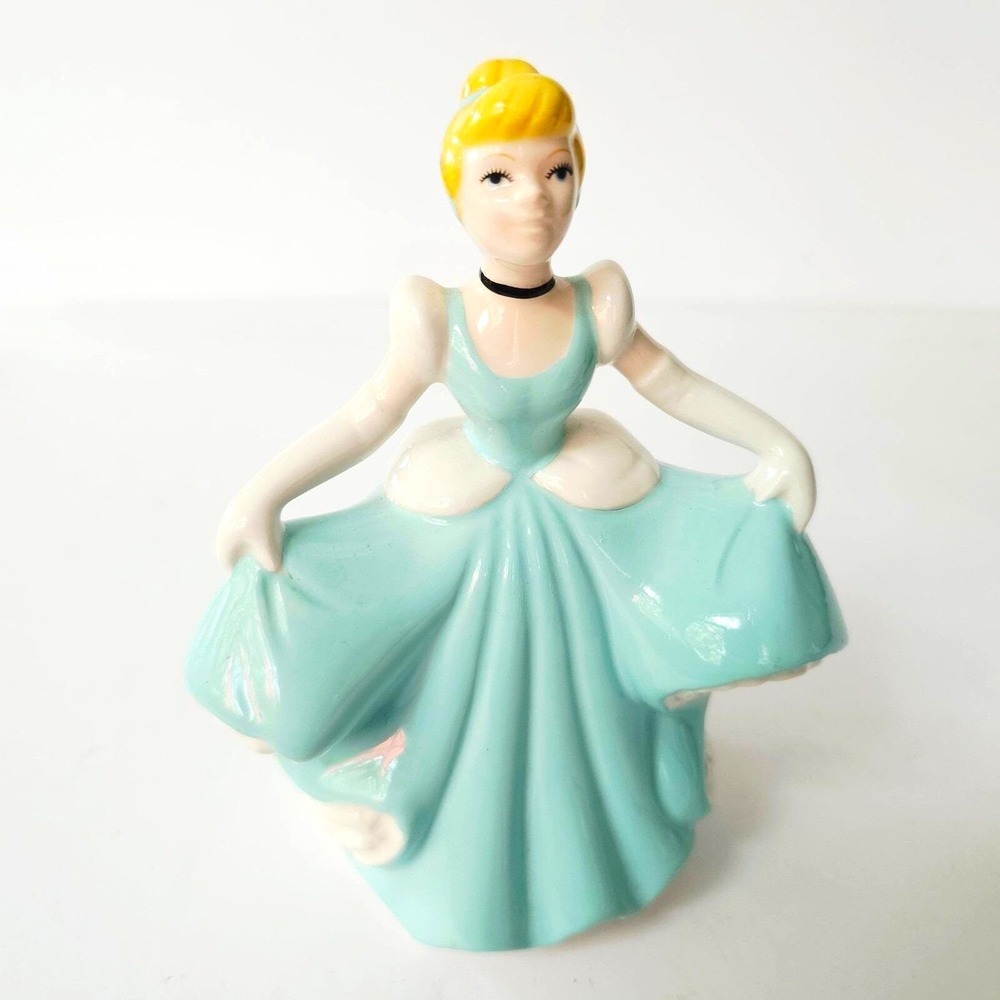 Vintage Disney Cinderella Ceramic Figurine Blue Ballgown Princess Collectible